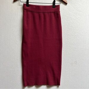 Leith Burgundy Bodycon Pencil MIDI Skirt Sz XS